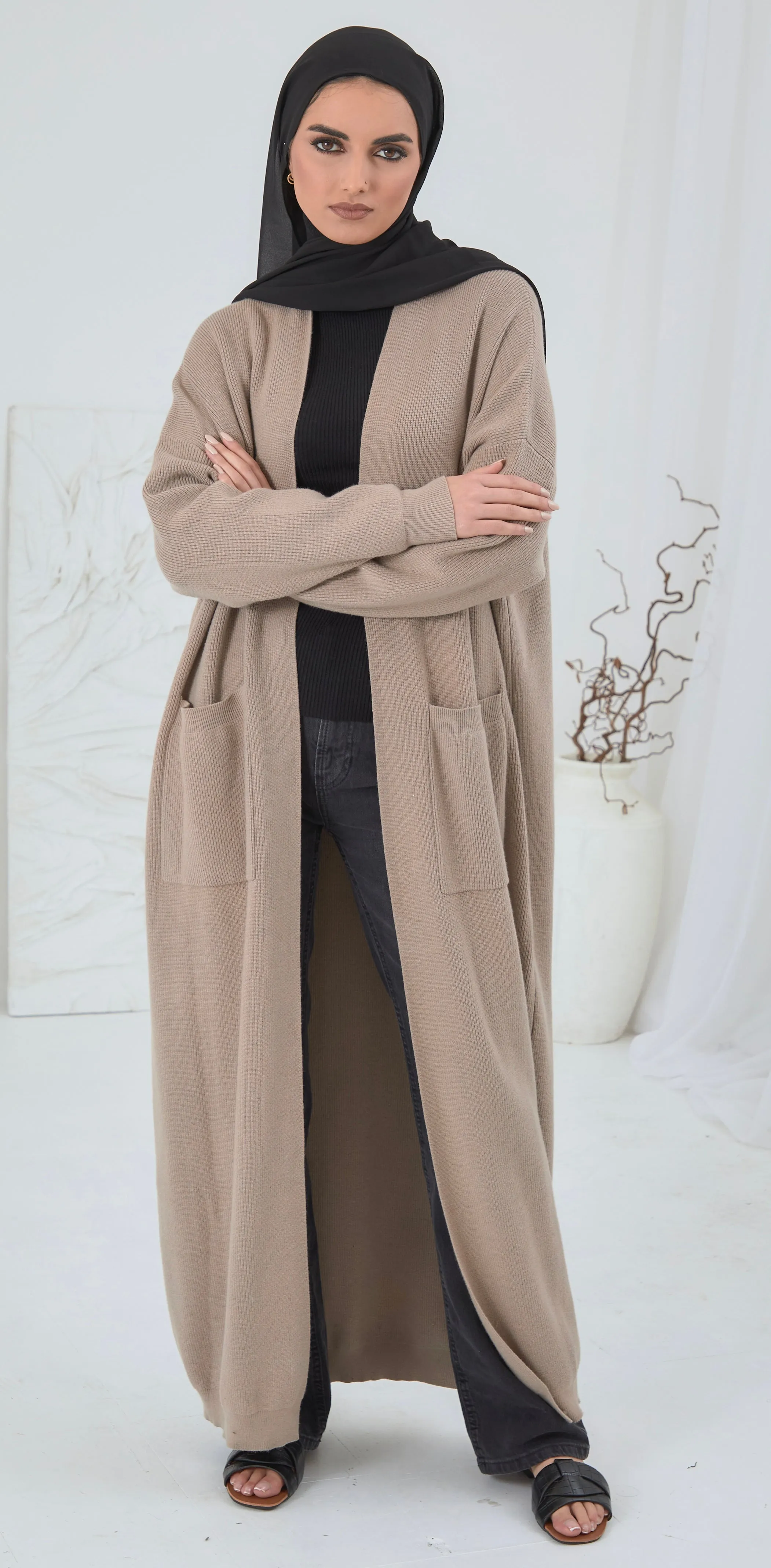 Maxi Modest Cardigan - Nude