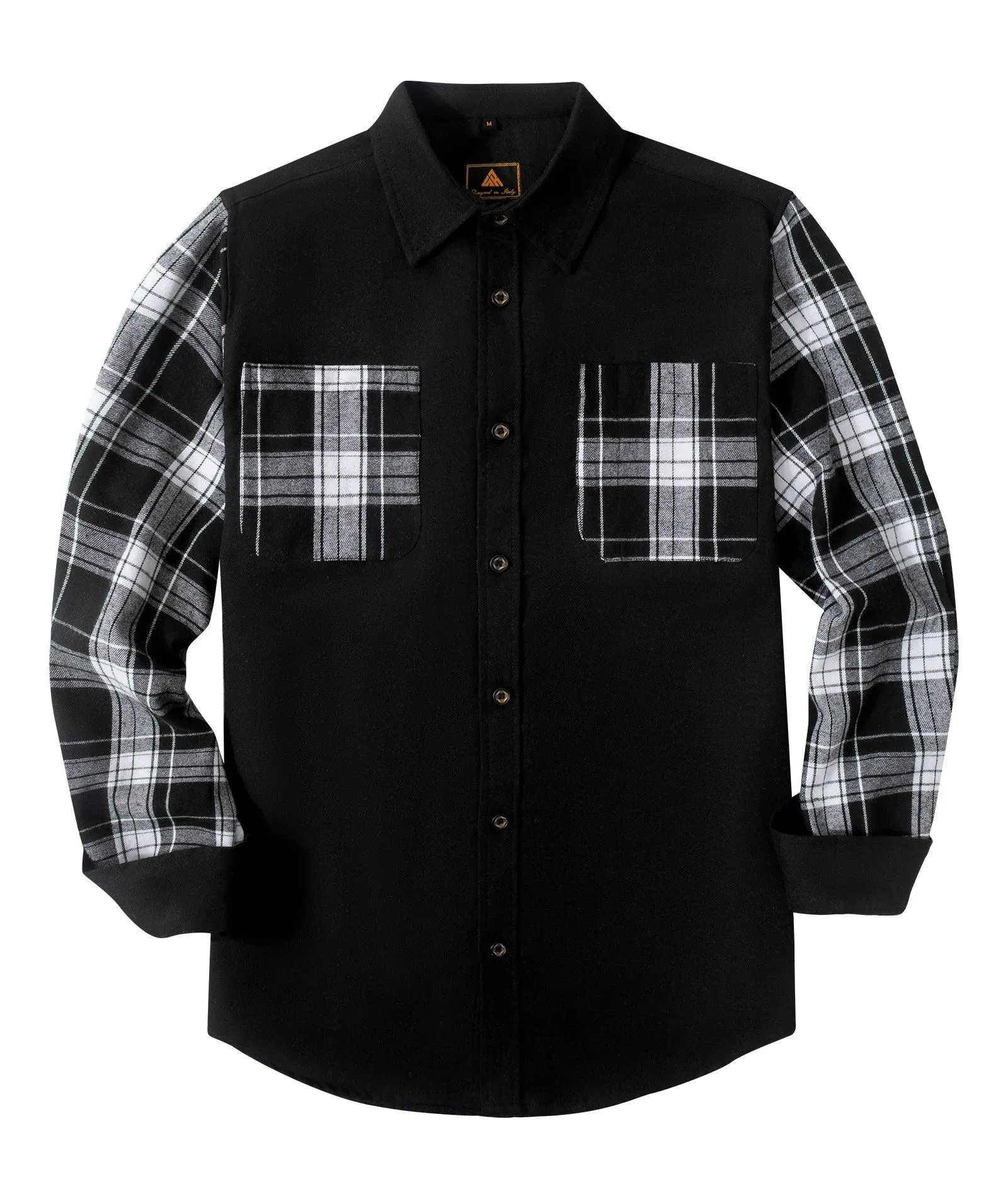 Men's Button Up Double Pocket Plaid Shirt-ZPK007275