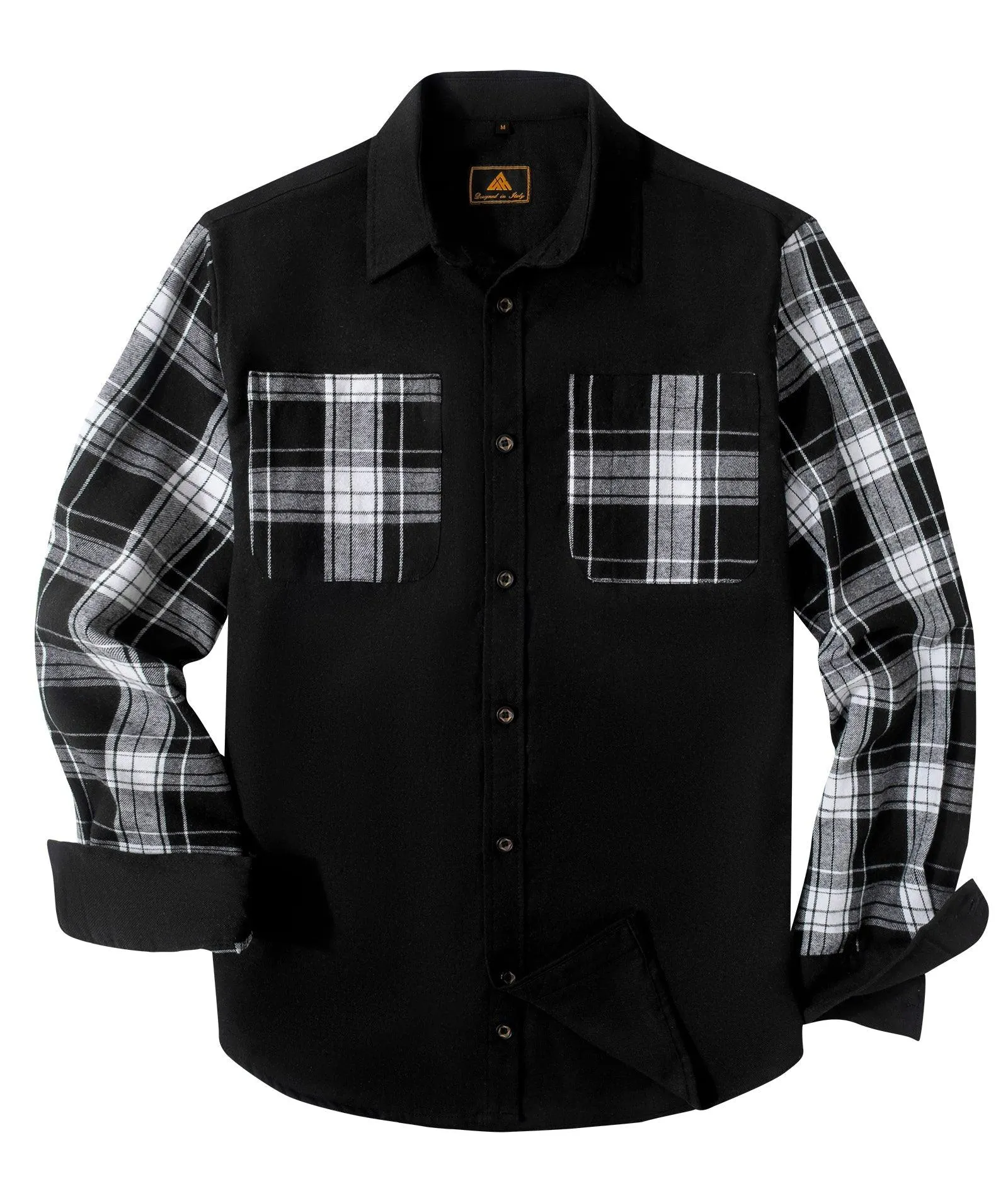 Men's Button Up Double Pocket Plaid Shirt-ZPK007275