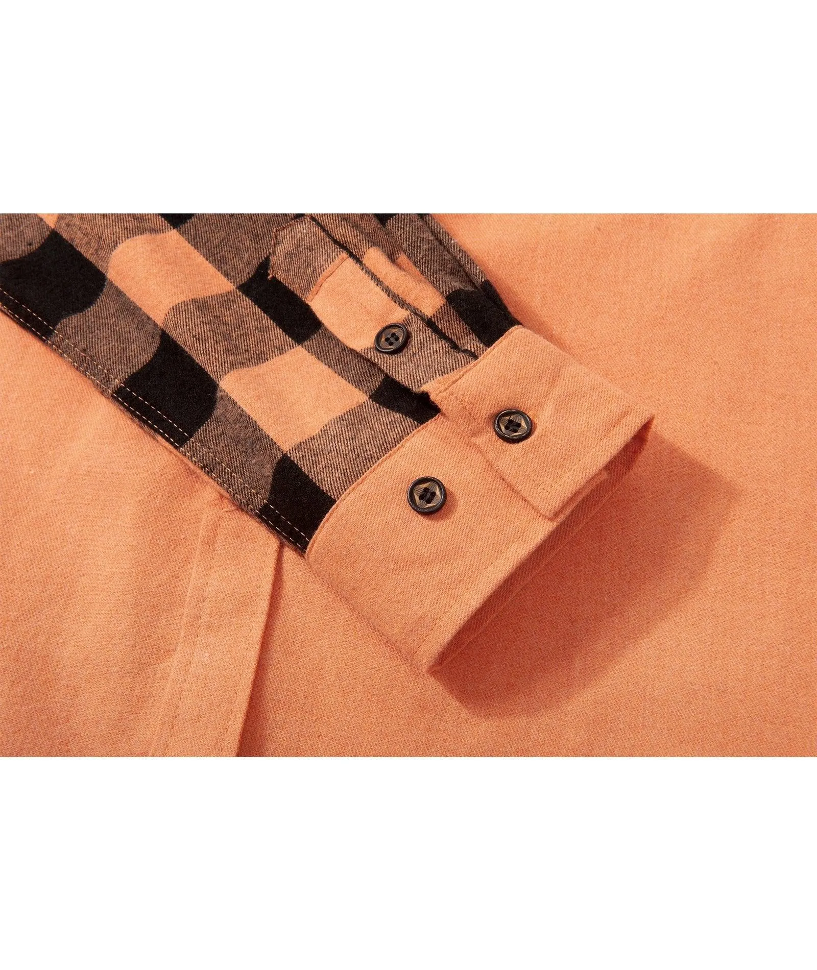 Men's Button Up Double Pocket Plaid Shirt-ZPK007275