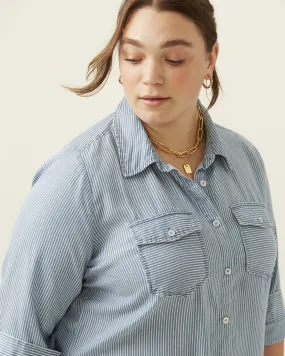 Myla Button-Down Chambray Shirt | Light Blue / White