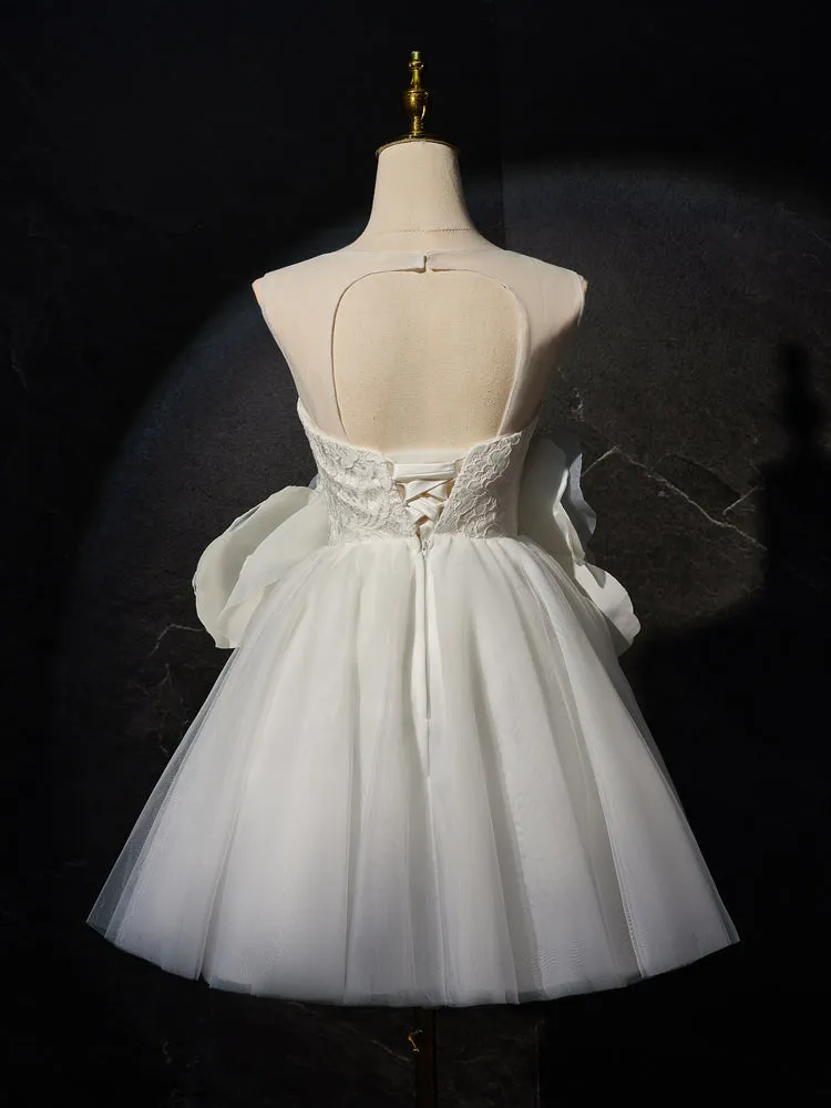 New Arrival Ivory Sleeveless Homecoming Dresses with Flower Appliques