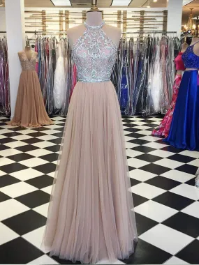 New Arrival Stunning Beaded Rhinestone Top Halter For Teens Prom Dresses,PD00084