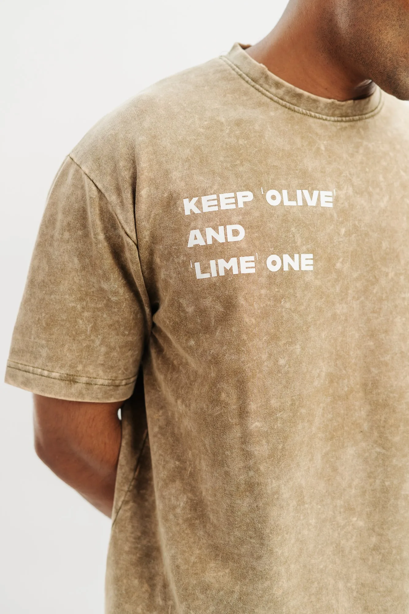 Olive Acid Wash Men's Oversized Tees