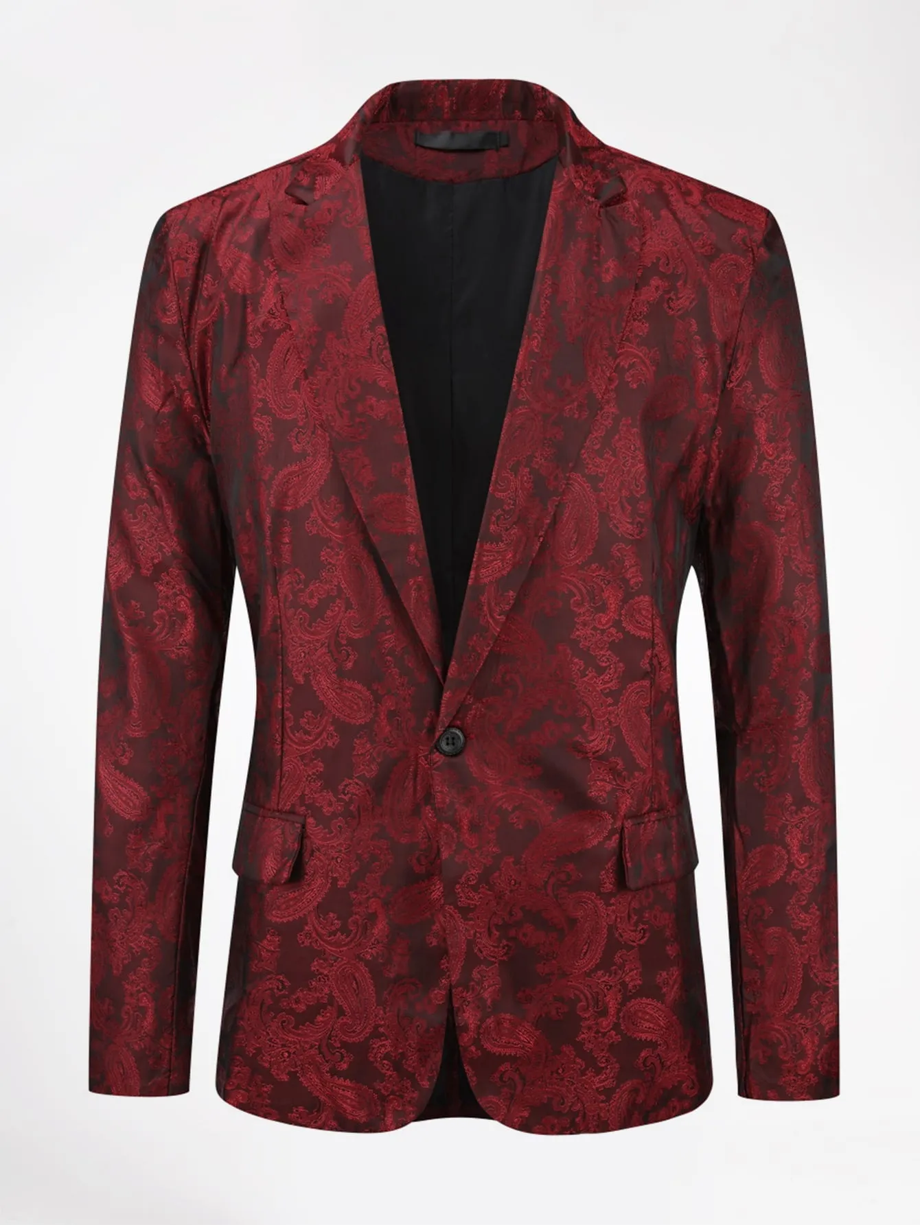 Paisley Print Single Button Blazer and Tailored Pants