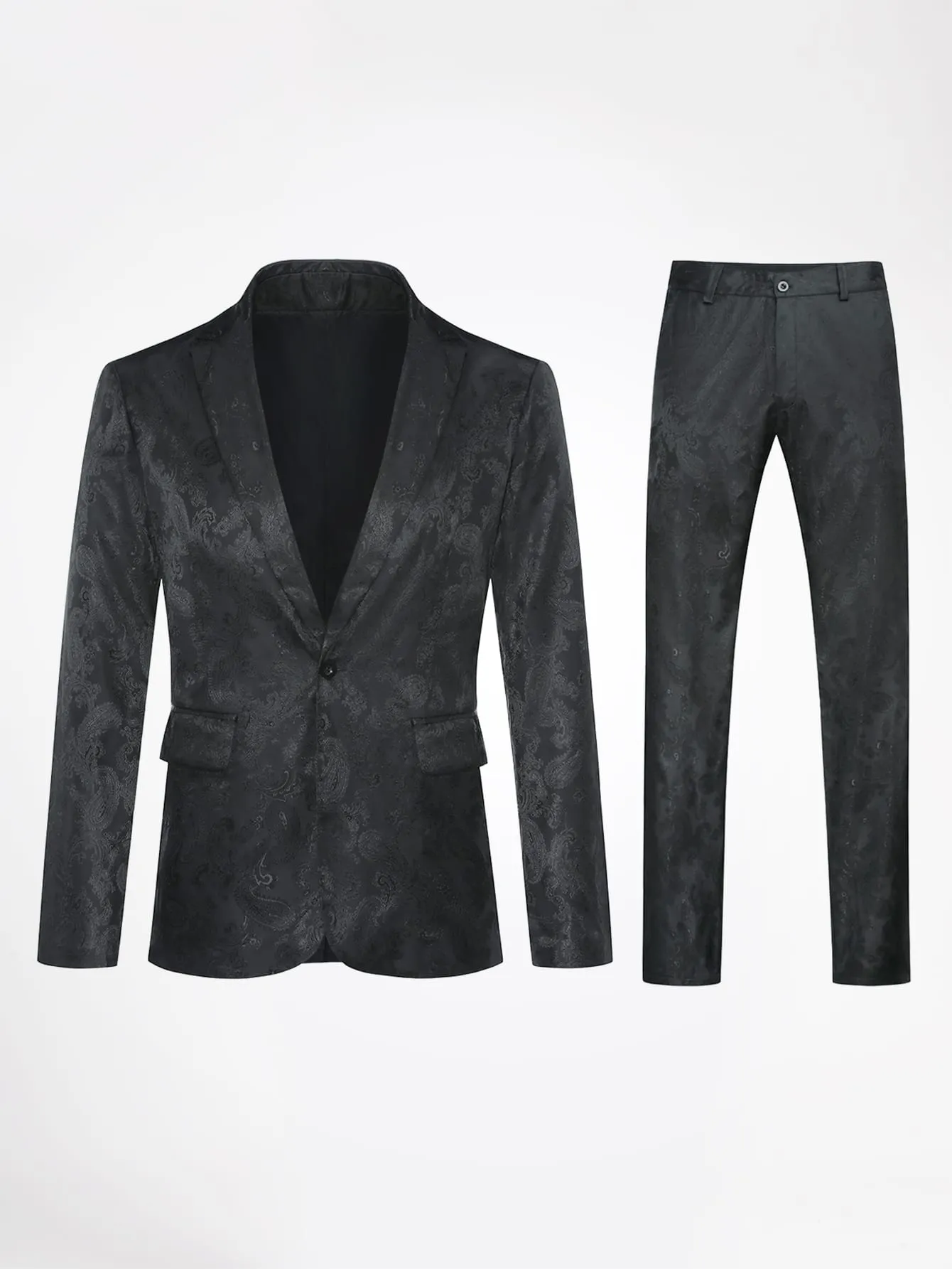 Paisley Print Single Button Blazer and Tailored Pants