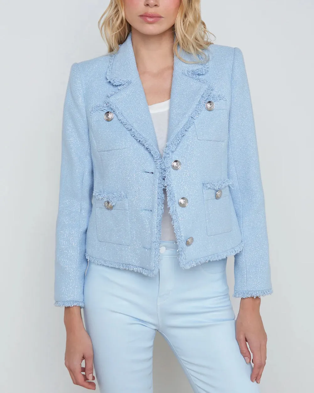 Pale Blue Sylvia Collared Jacket