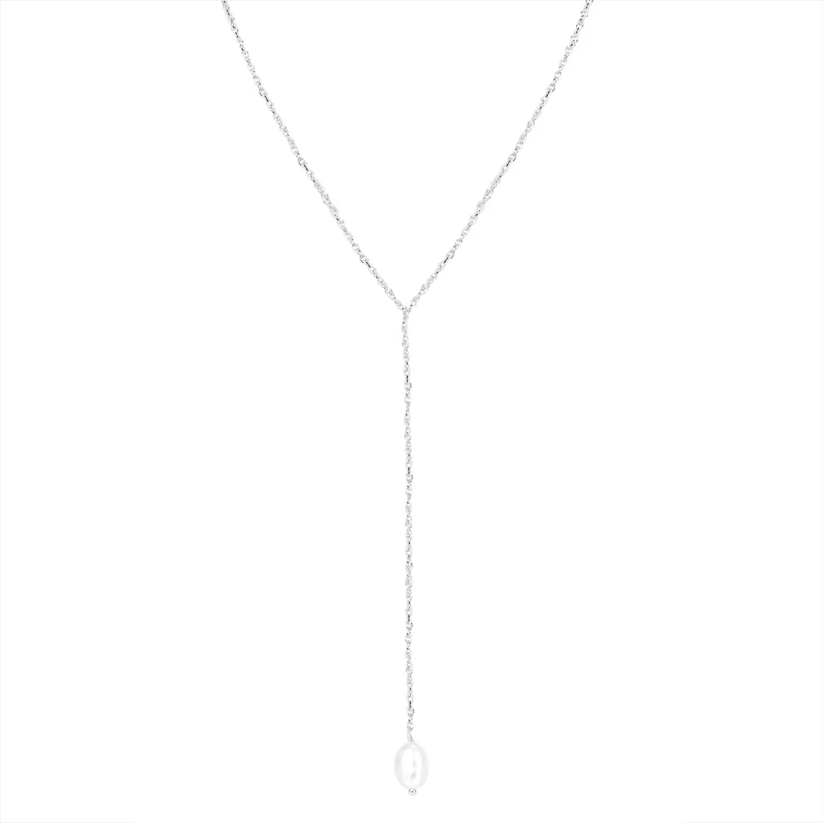 Pearl Pendant Lariat Necklace Sterling Silver