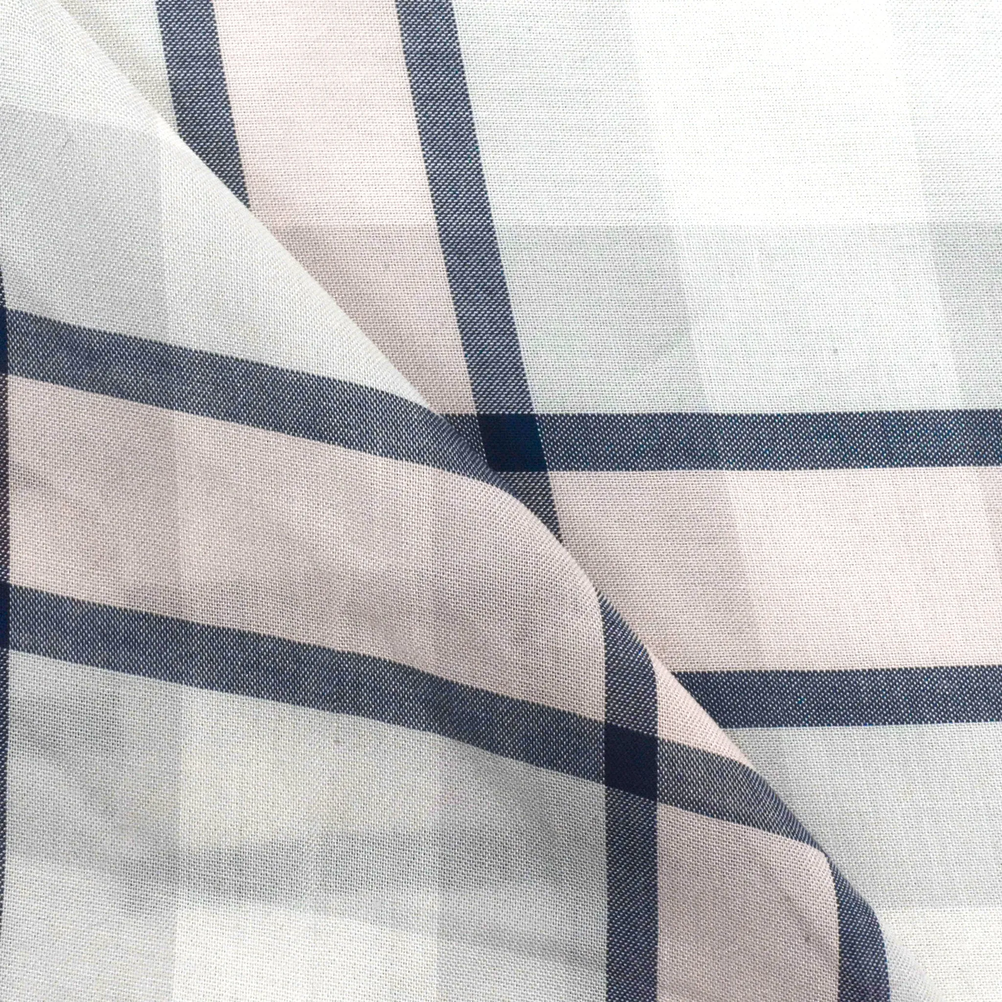 Powder Pink-White-Multi Plaid Rayon Lawn Woven Fabric