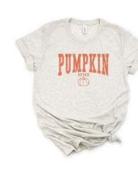 Pumpkin Spice Varsity Short Sleeve Graphic Tee | Oatmeal