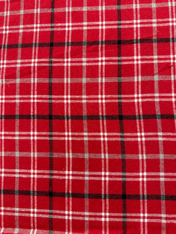 Red and White Multi Yard Dyed Plaid Flannel Fabric