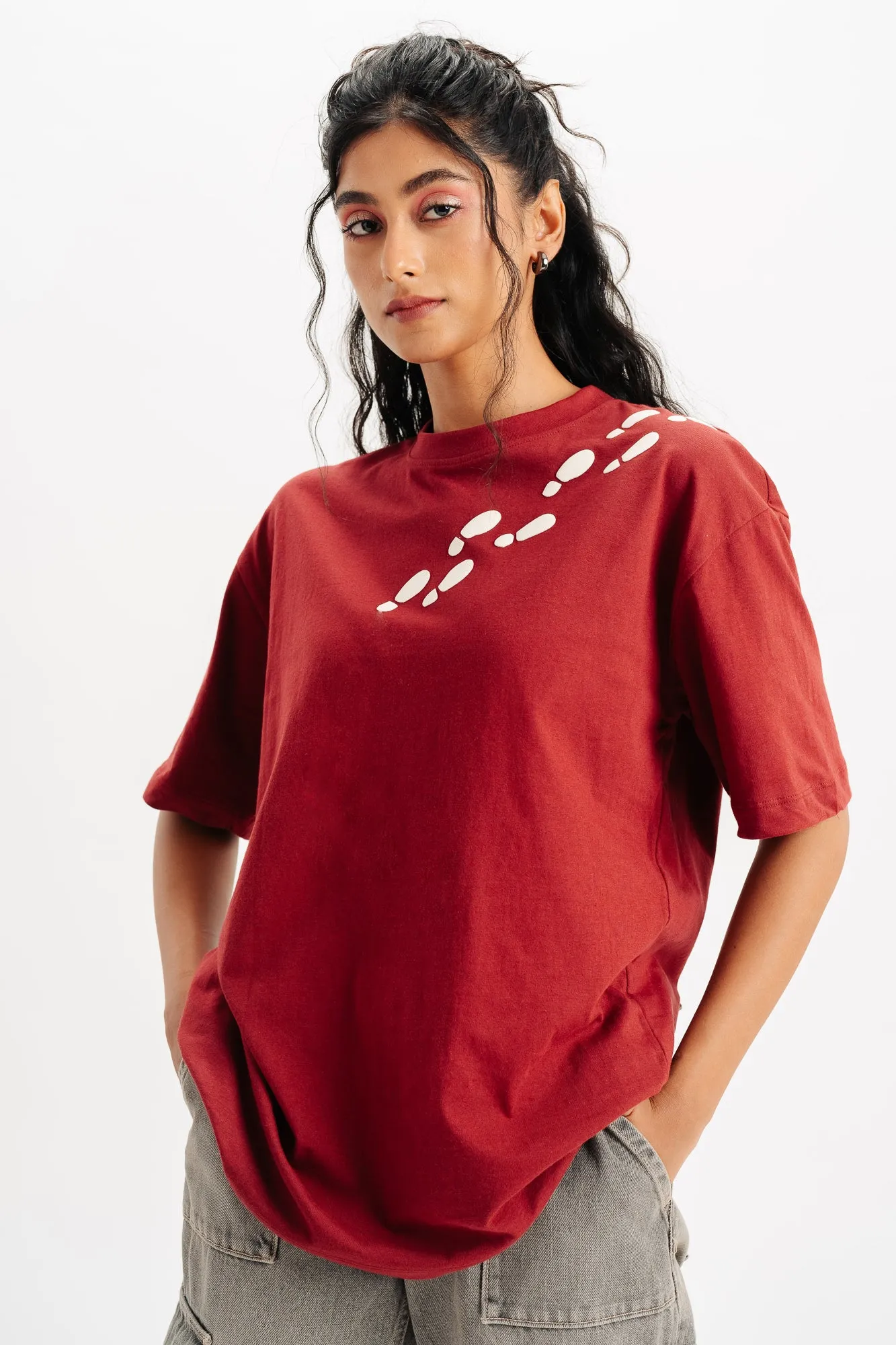 Red Swear Up Oversized Tees