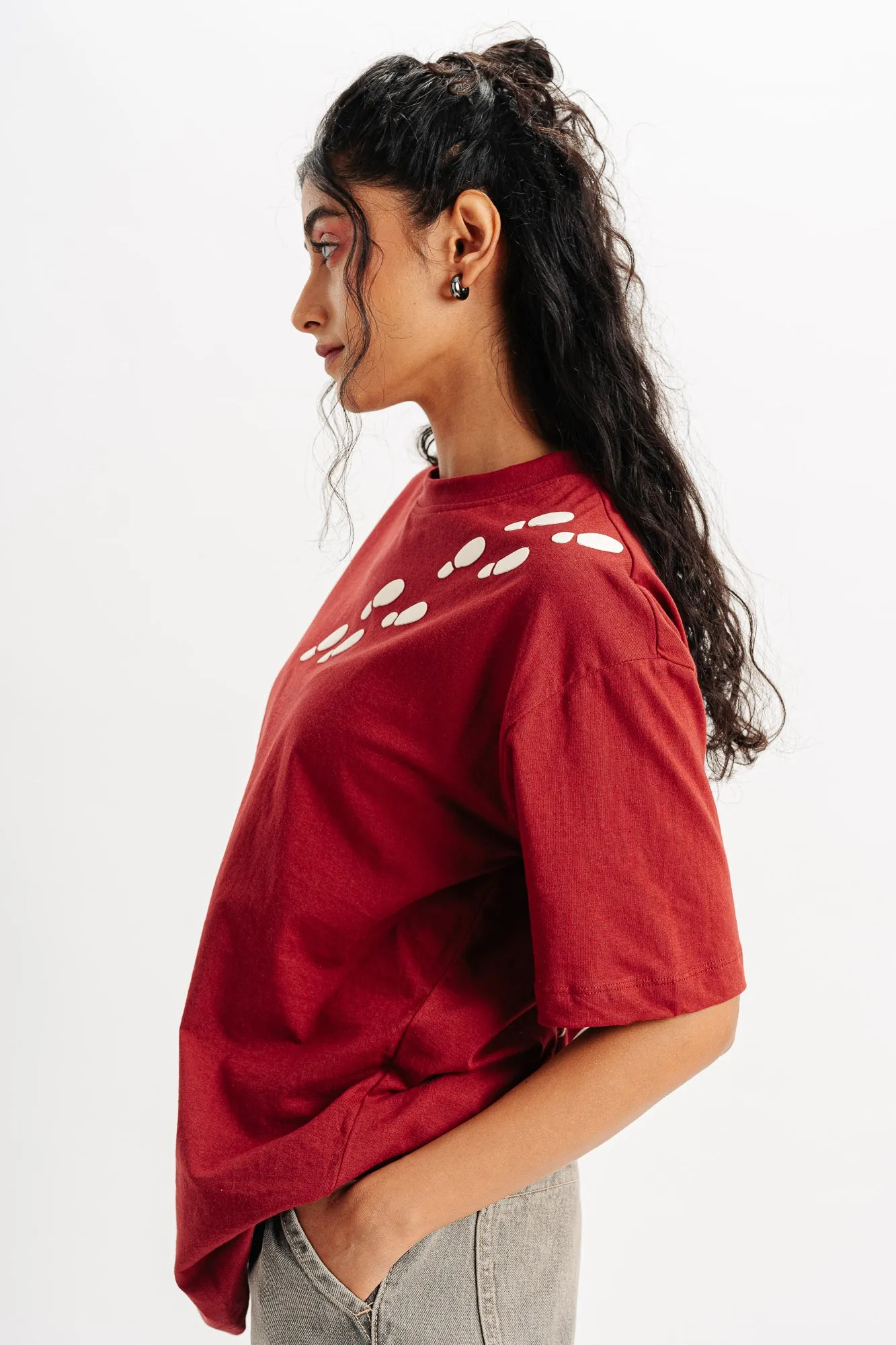 Red Swear Up Oversized Tees