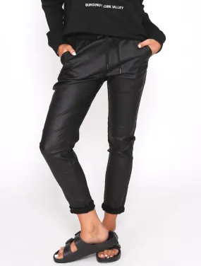 Riley Stretch Jogger Wax Look - Black