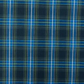 School Blue-Green-Multi Plaid Poly Cotton Madras Woven Fabric