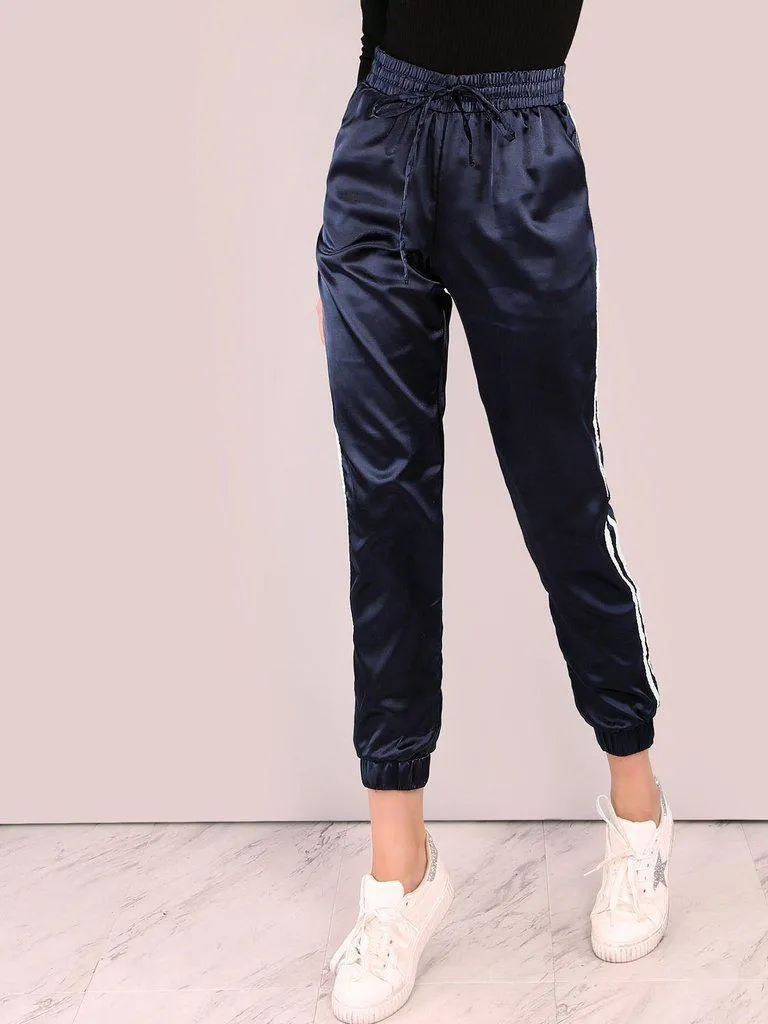 Side Striped Satin Trainer Joggers