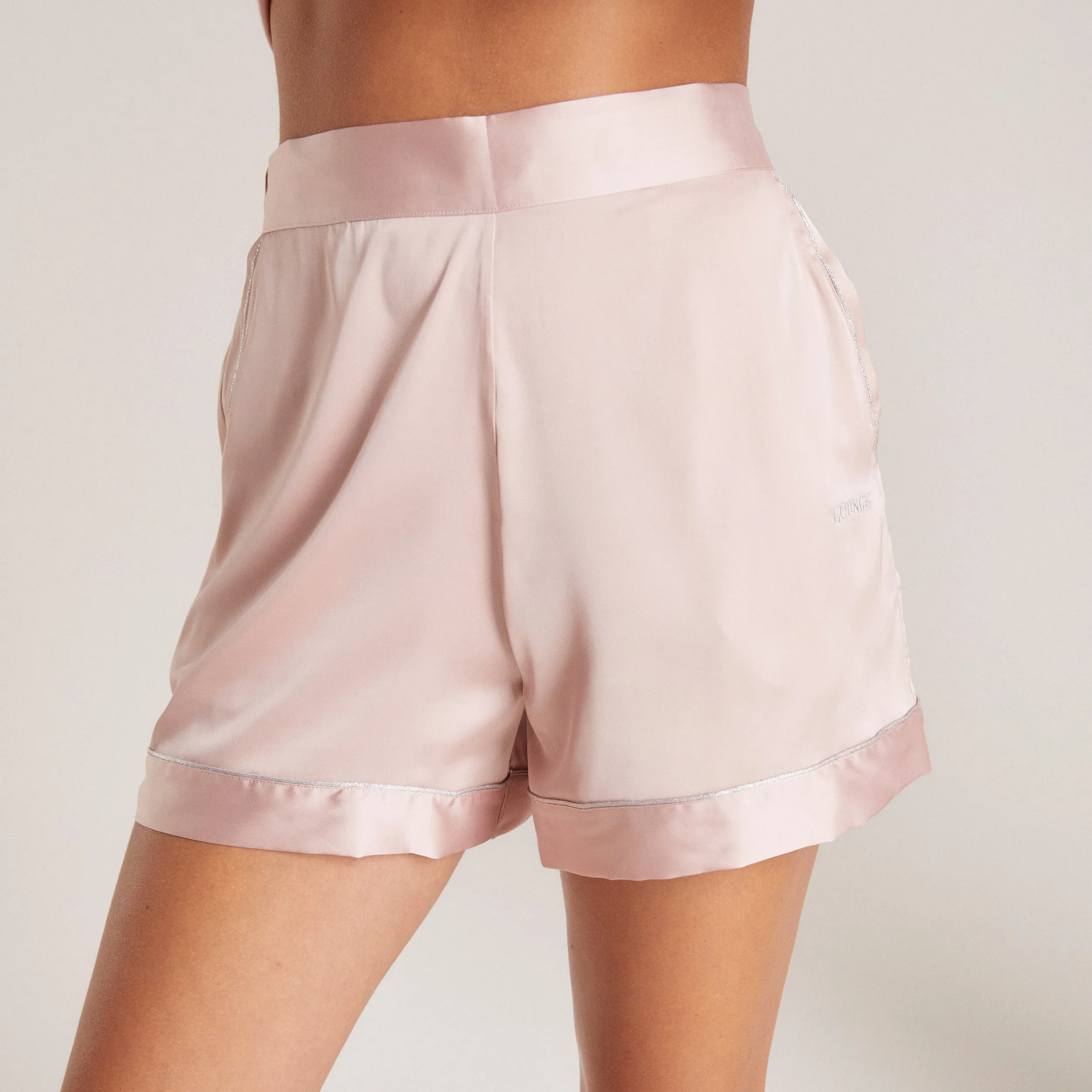 Sparkle Satin Pyjama Shorts - Blush