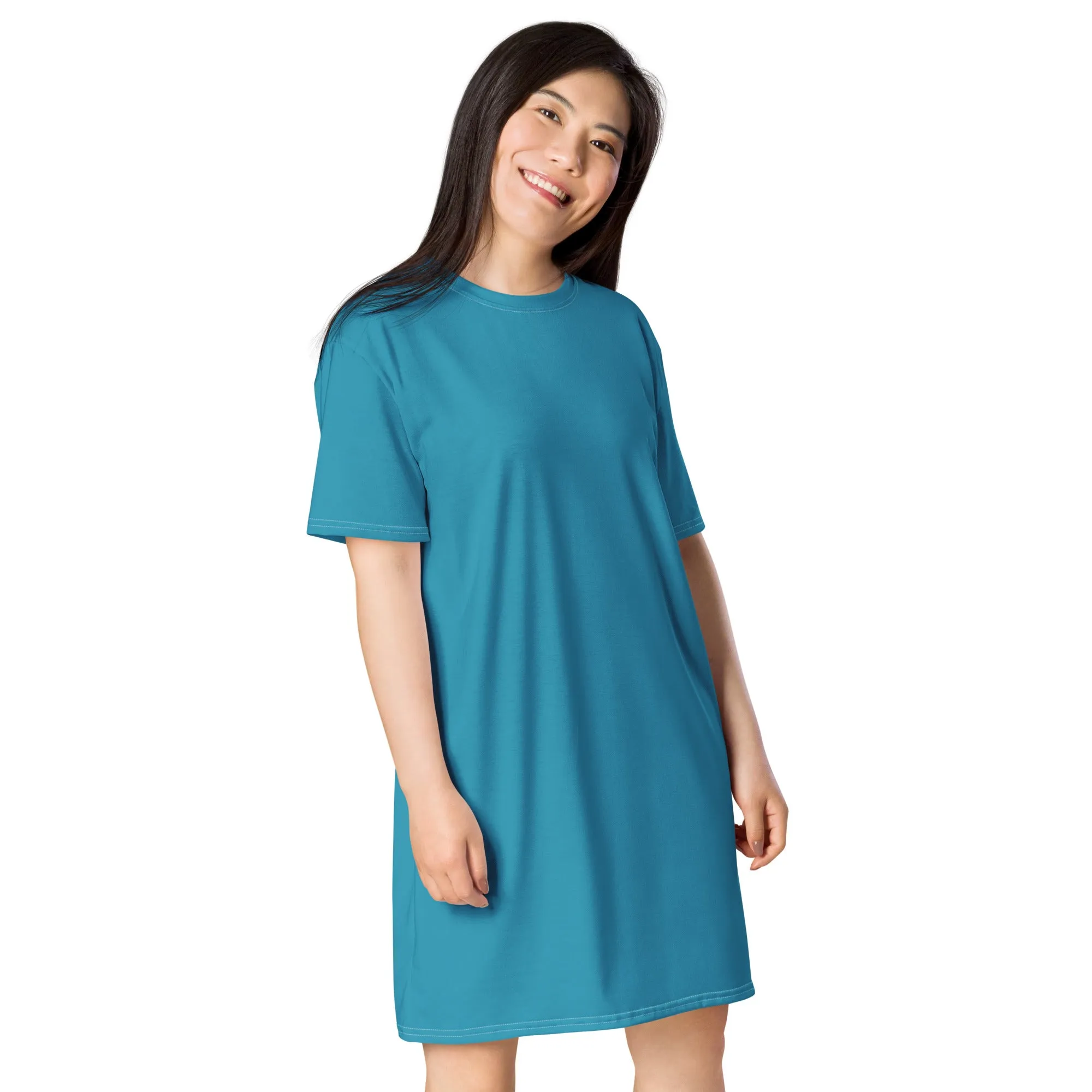 T-Shirt Dress Colour Blue (Glamourange Colour T-Shirt Dresses for Women)