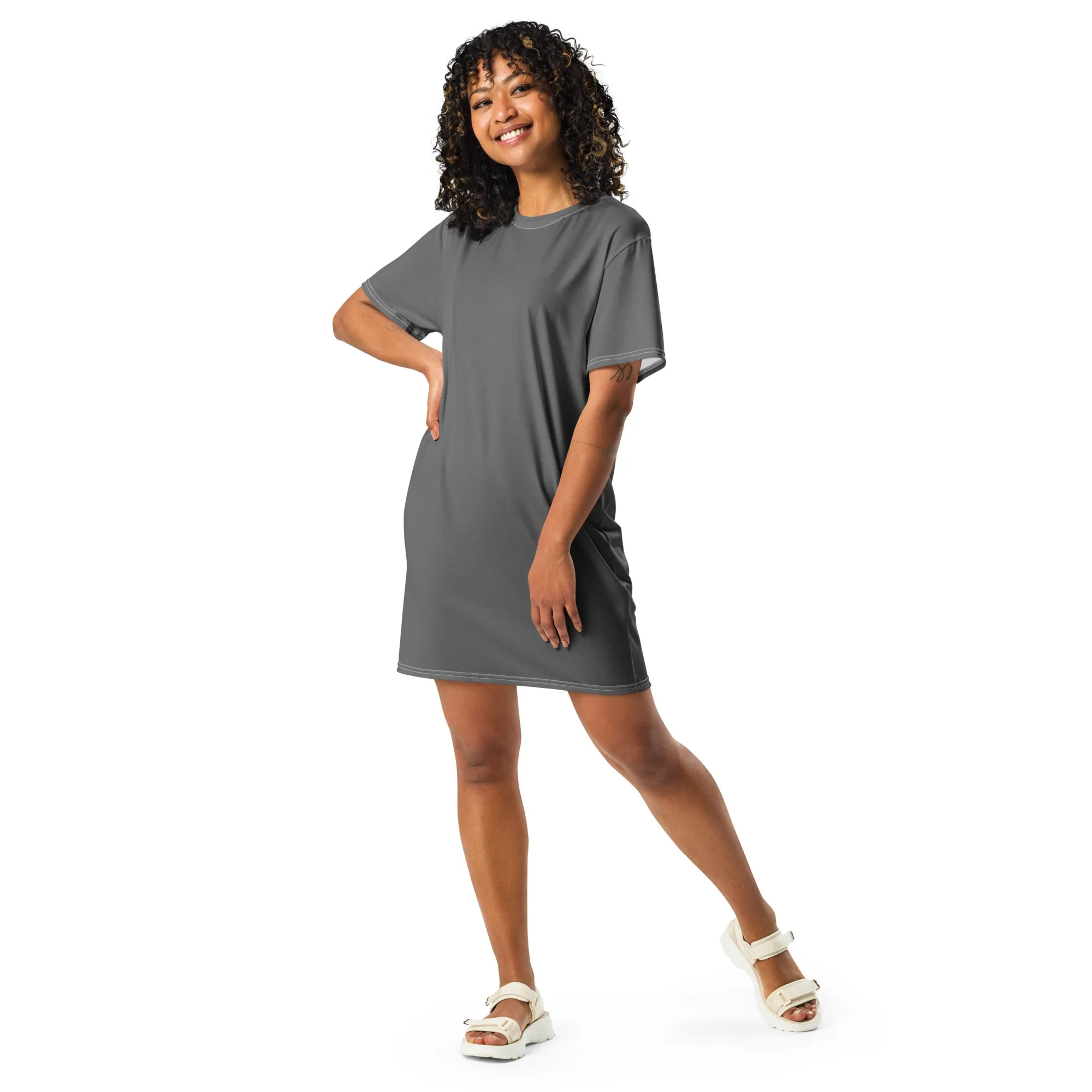 T-Shirt Dress Colour Grey (Glamourange Colour T-Shirt Dresses for Women)