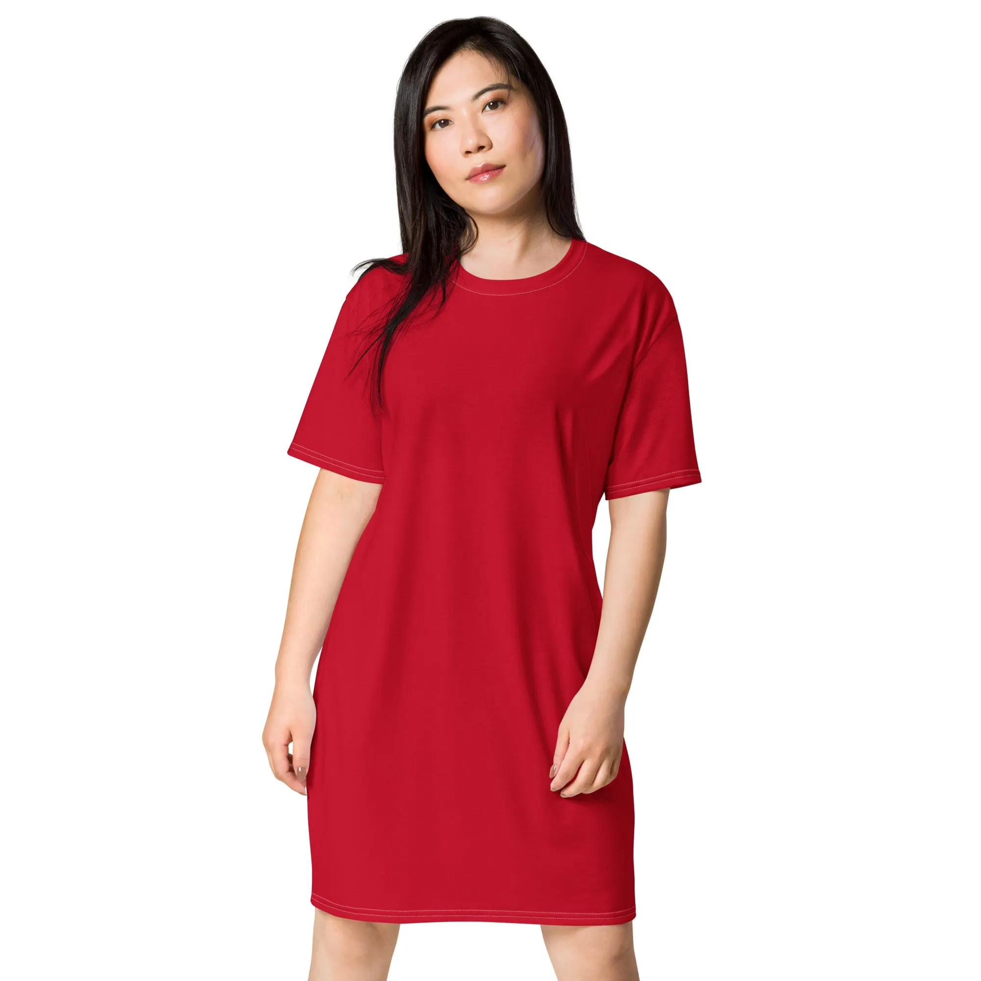 T-Shirt Dress Colour Red (Glamourange Colour T-Shirt Dresses for Women)