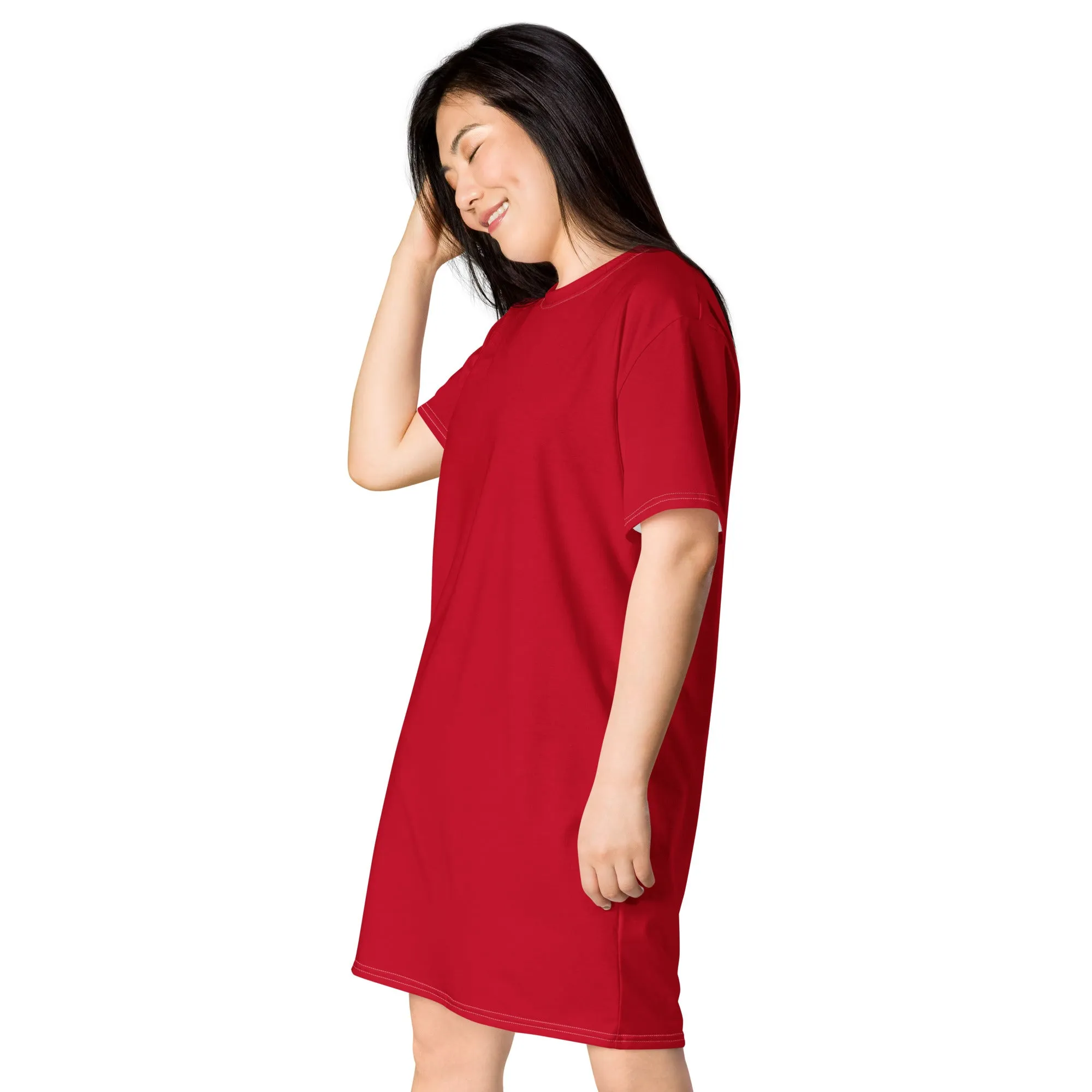 T-Shirt Dress Colour Red (Glamourange Colour T-Shirt Dresses for Women)