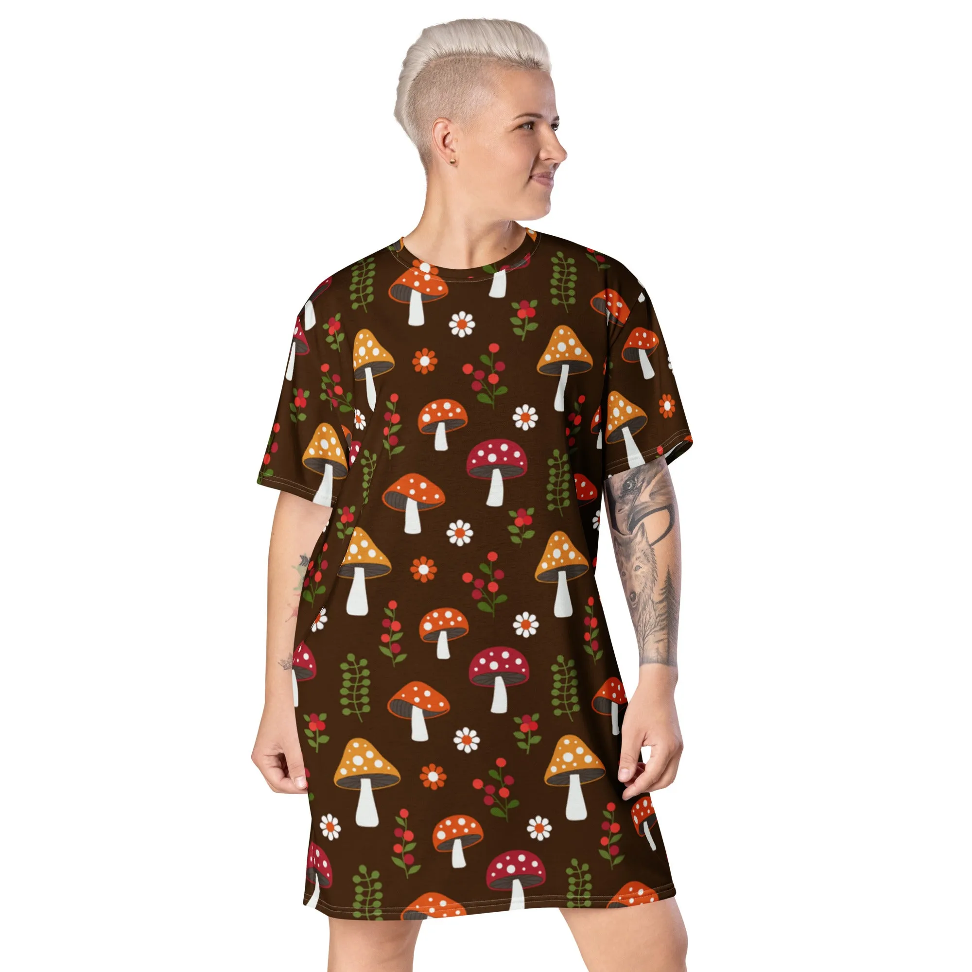 T-Shirt Dress Patterns Colourful Mushroom (Glamourange T-Shirt Dresses Patterns for Women - 0018)