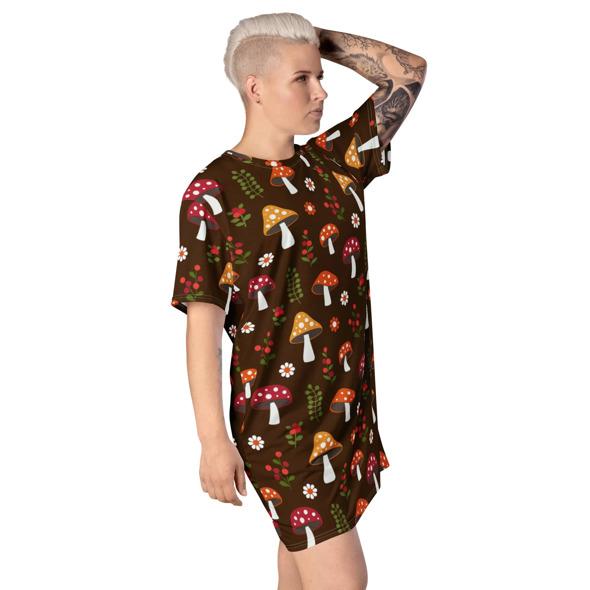 T-Shirt Dress Patterns Colourful Mushroom (Glamourange T-Shirt Dresses Patterns for Women - 0018)