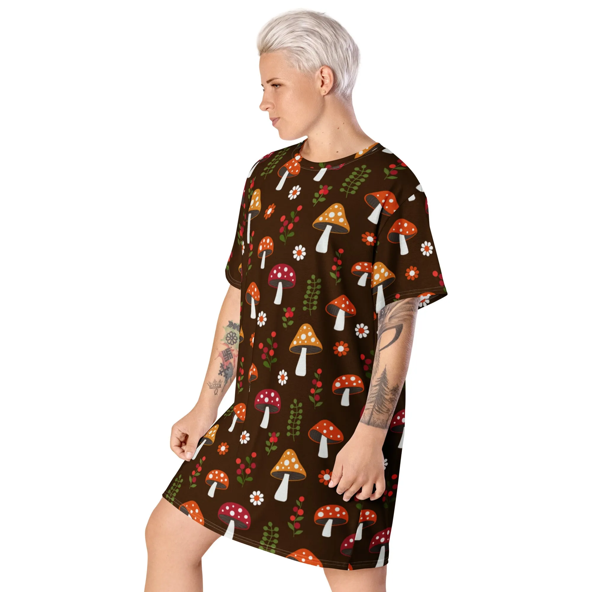 T-Shirt Dress Patterns Colourful Mushroom (Glamourange T-Shirt Dresses Patterns for Women - 0018)