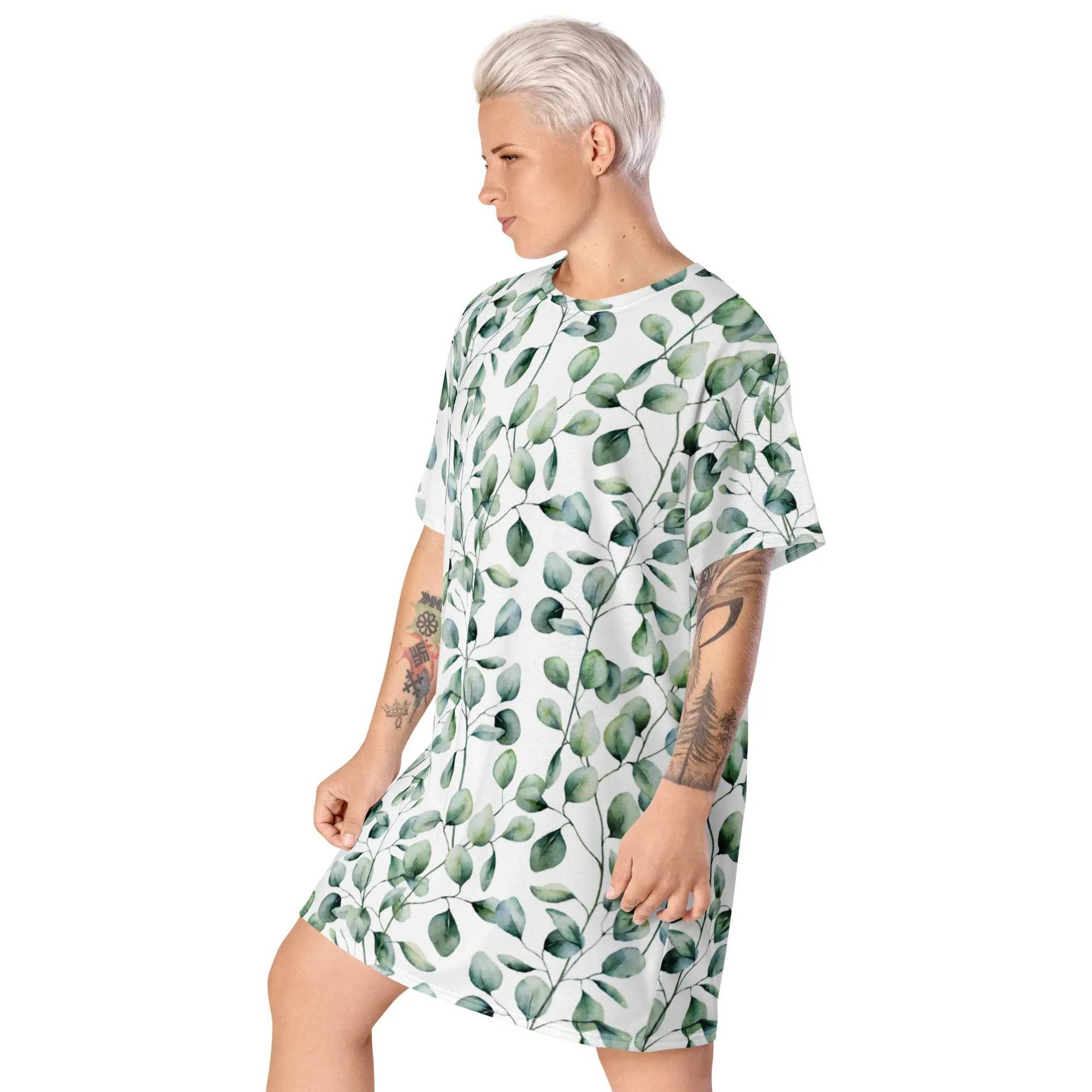 T-Shirt Dress Patterns Leaves (Glamourange T-Shirt Dresses Patterns for Women - 007)