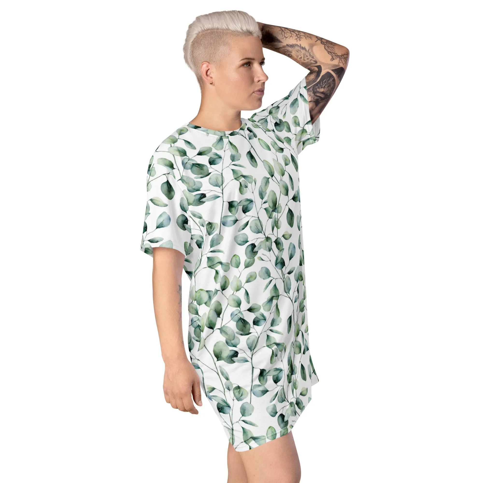 T-Shirt Dress Patterns Leaves (Glamourange T-Shirt Dresses Patterns for Women - 007)