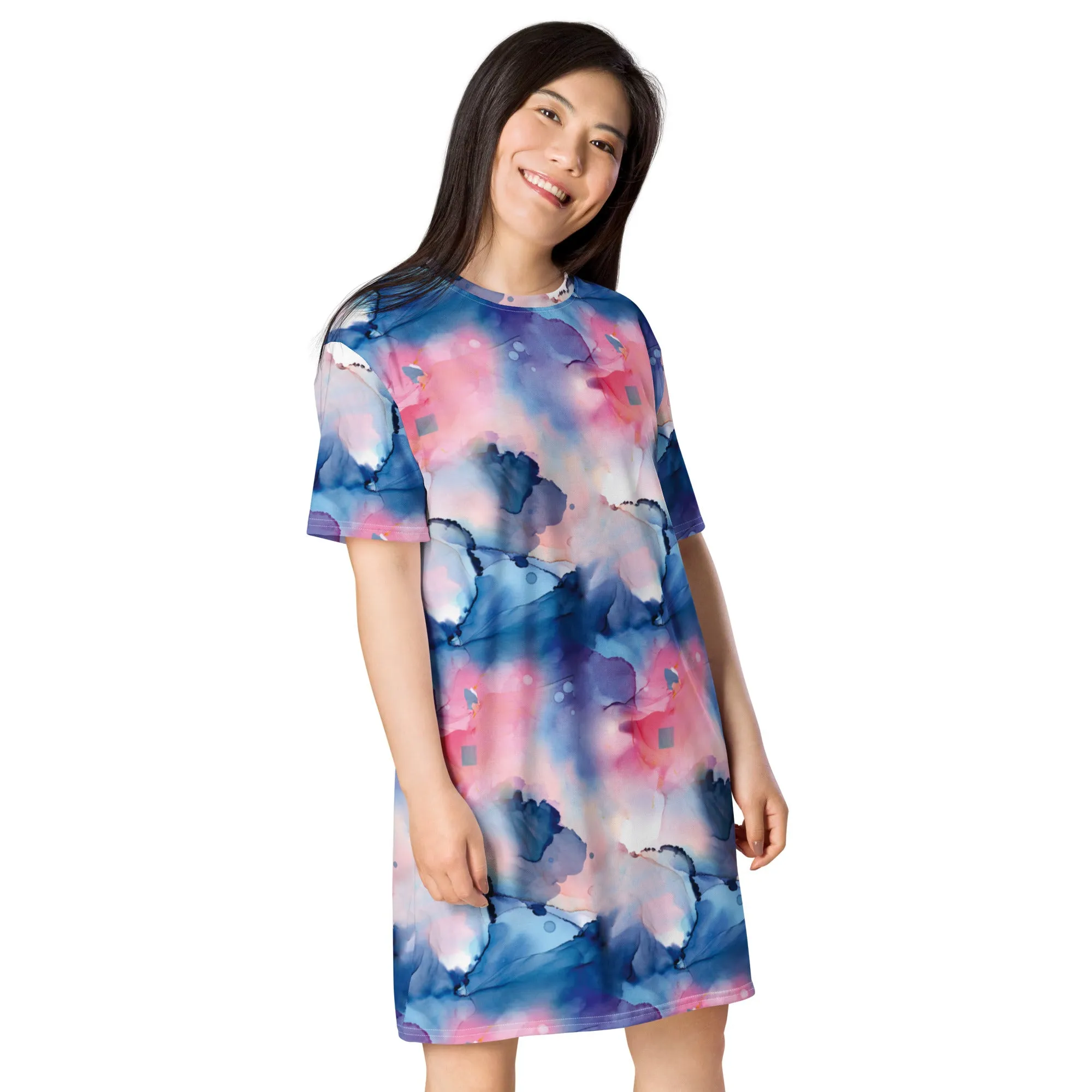 T-Shirt Dress Patterns Watercolour Painting (Glamourange T-Shirt Dresses Patterns for Women - 0019)