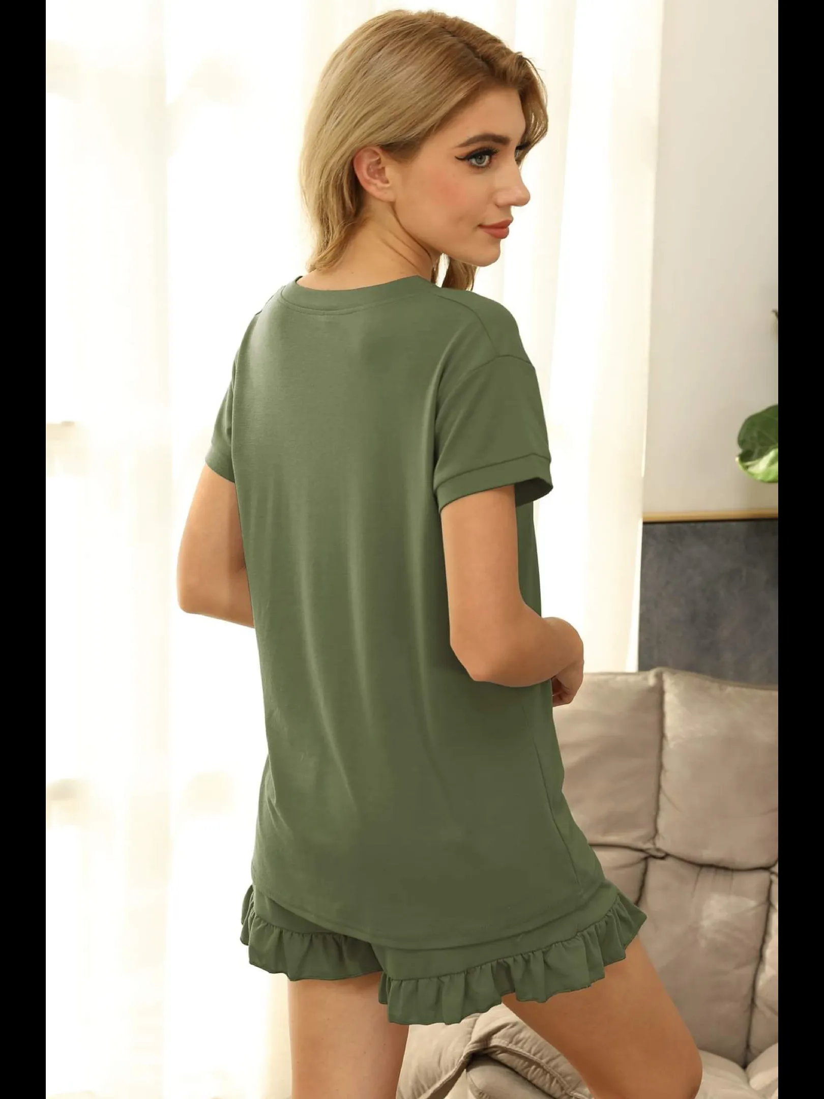 Tee and Short Lounge Set - Olive or Black