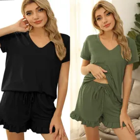 Tee and Short Lounge Set - Olive or Black