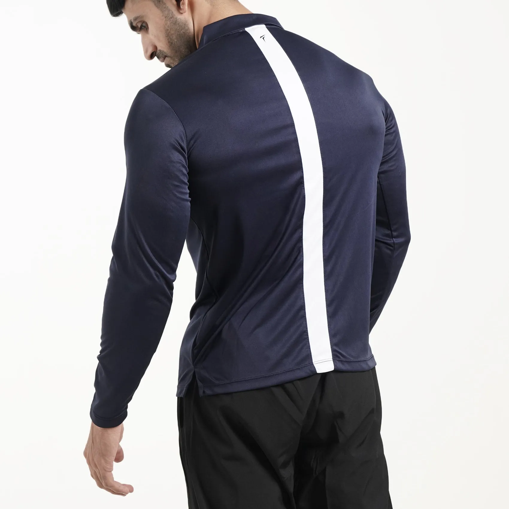 Tf-Full Sleeve Navy Polo Tee With White Back Panel