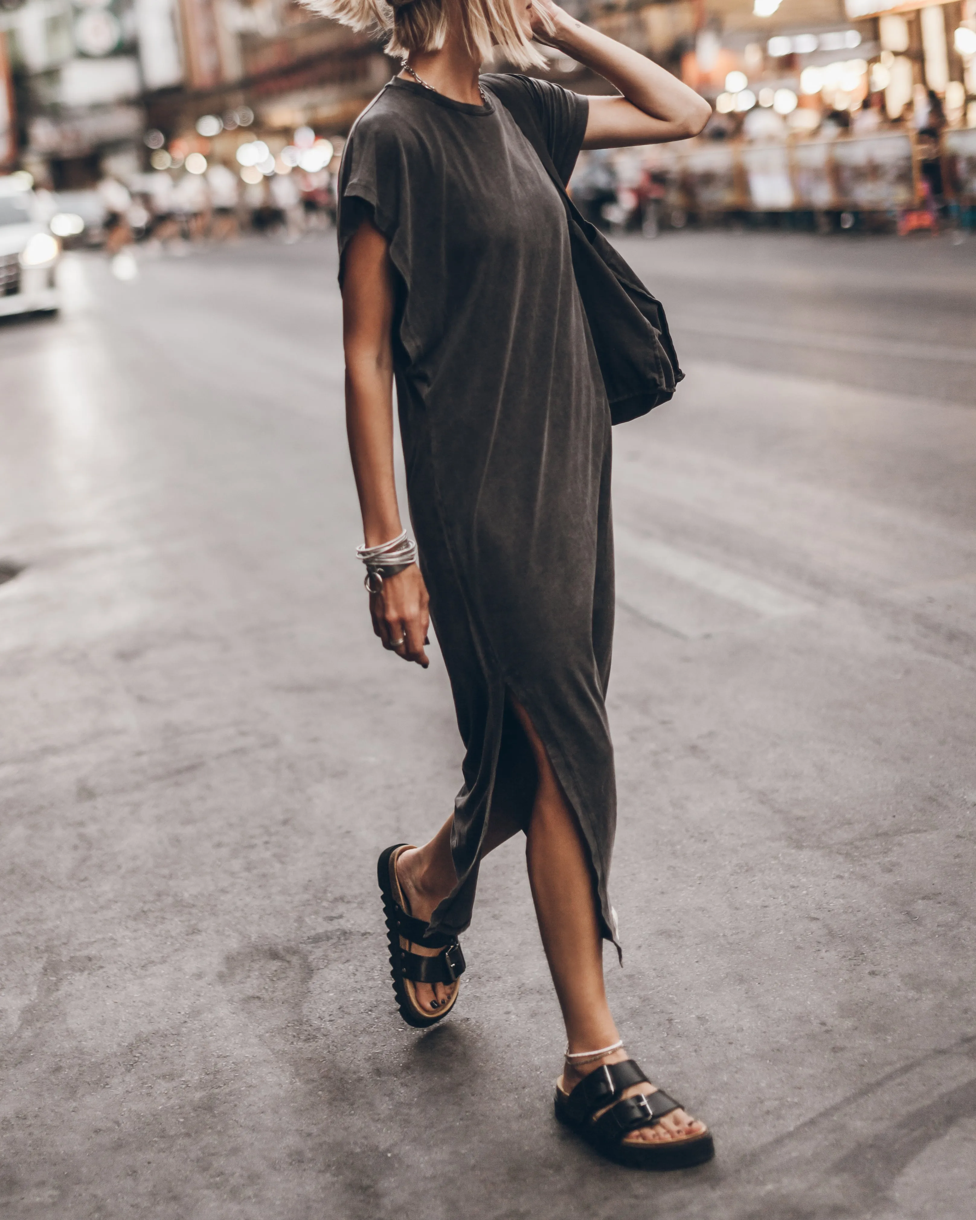 The Dark Faded Long Batwing Dress