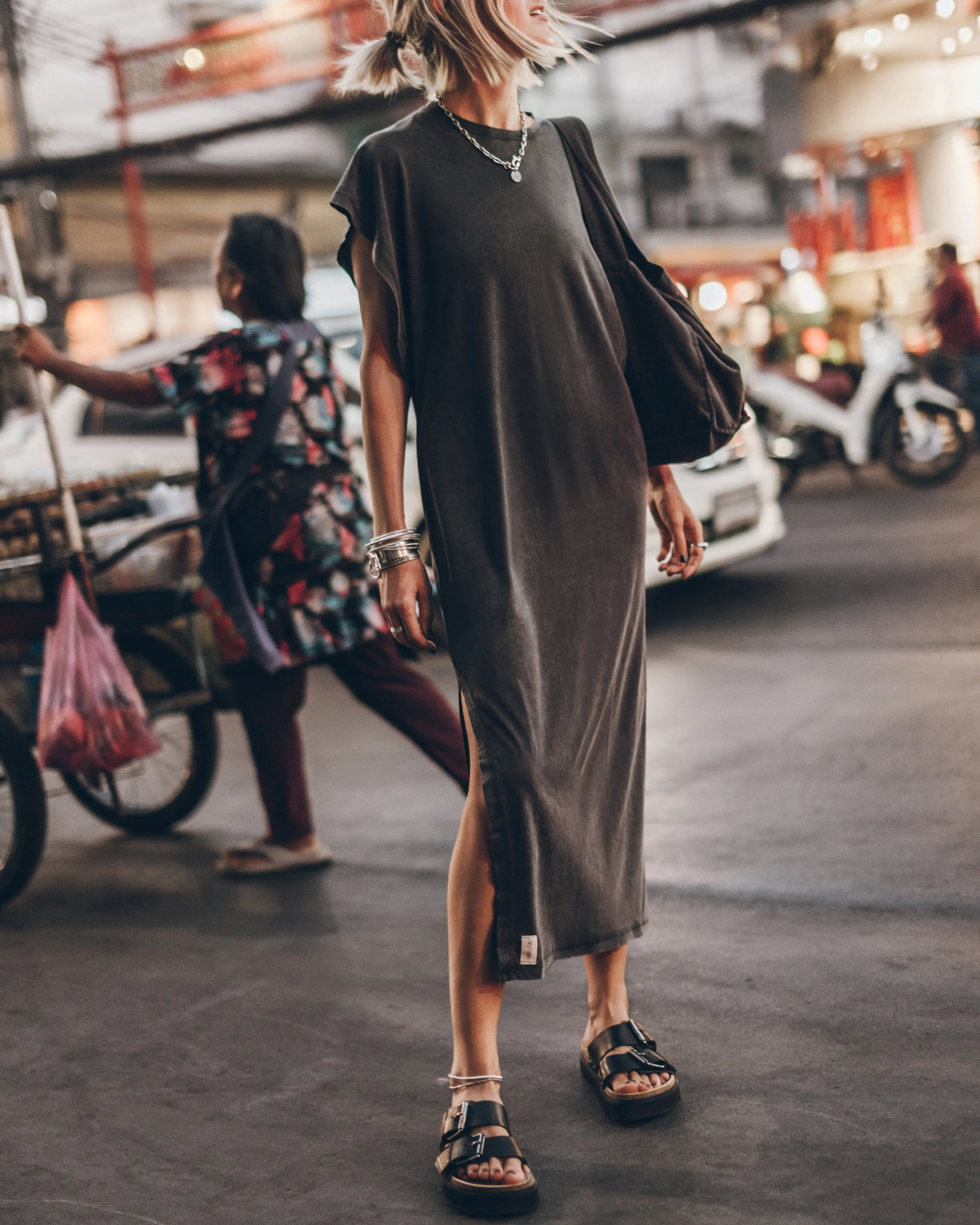 The Dark Faded Long Batwing Dress