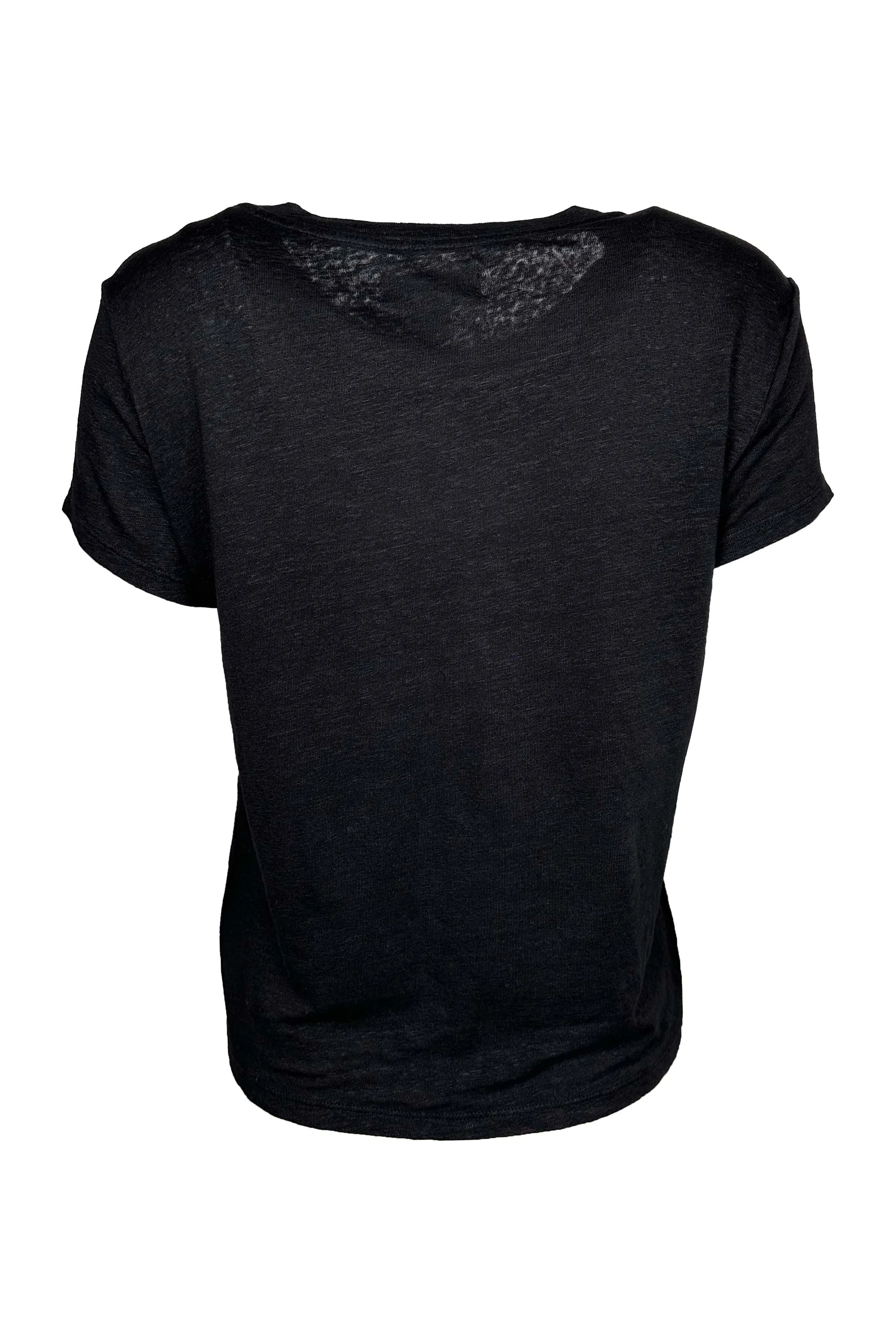 Velvet by Graham & Spencer Casey Crew Neck Linen Knit Tee | Black