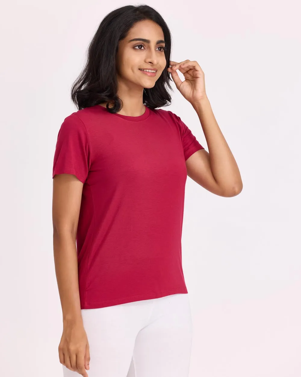 Women AM / PM Modal Tee - Red Wine