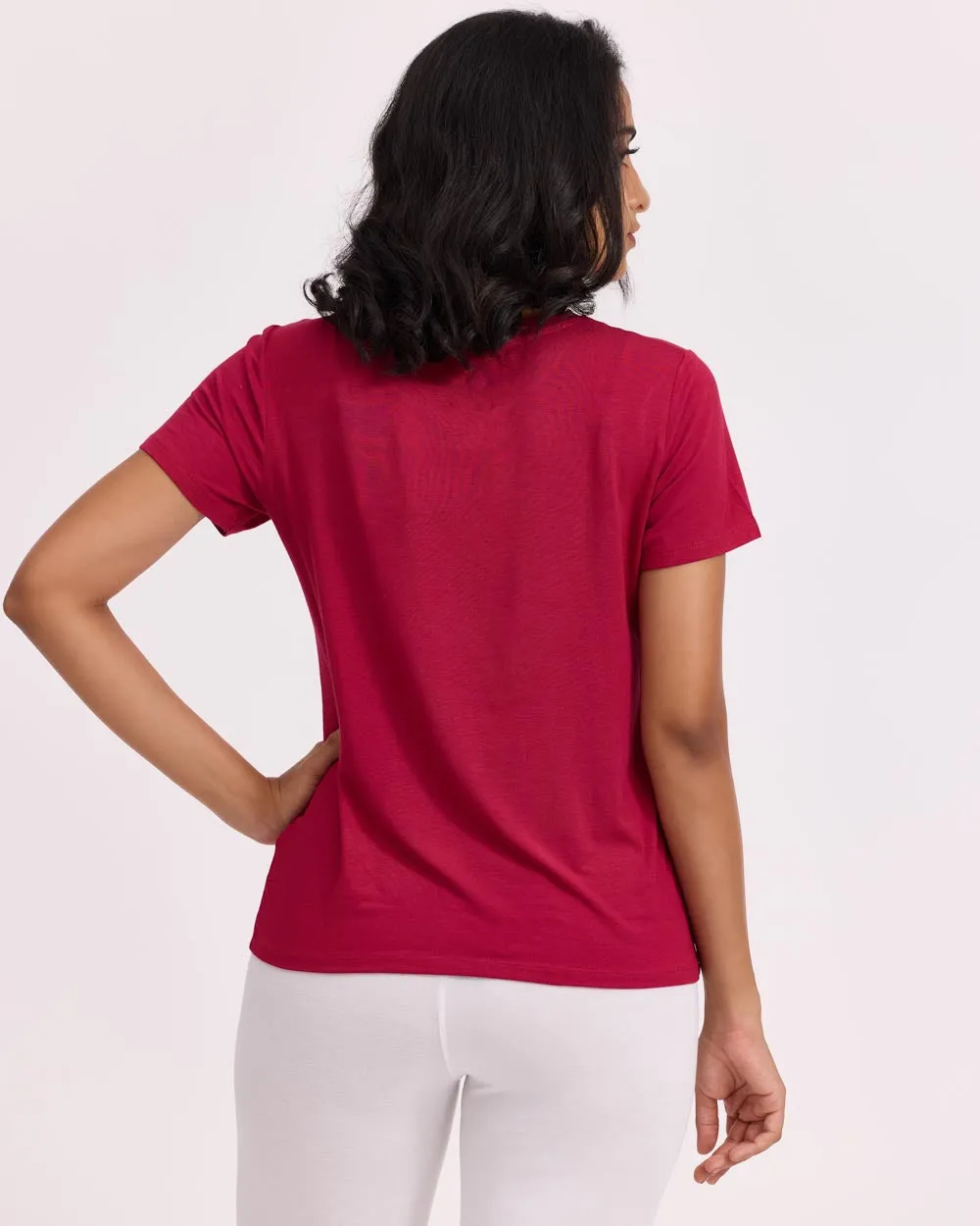 Women AM / PM Modal Tee - Red Wine