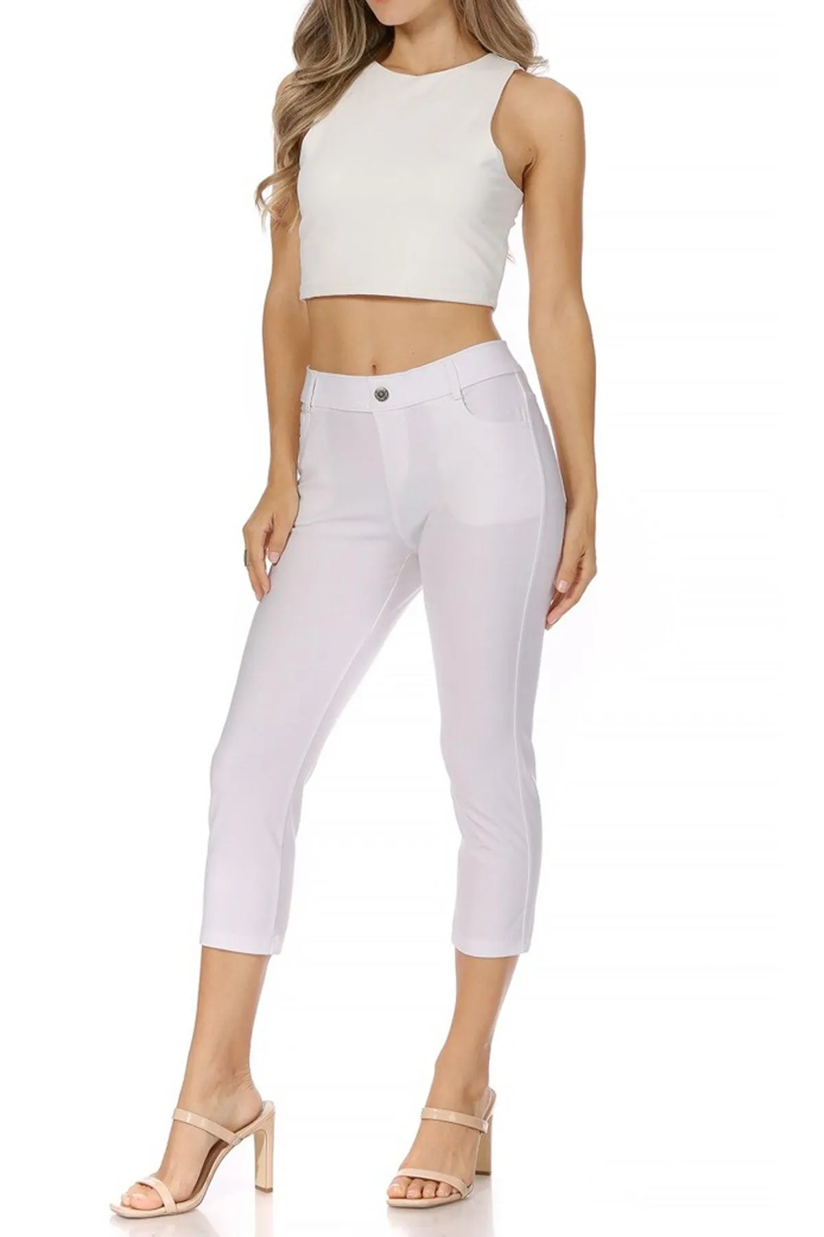 Women's Casual Comfy Slim Pocket Capri Pants