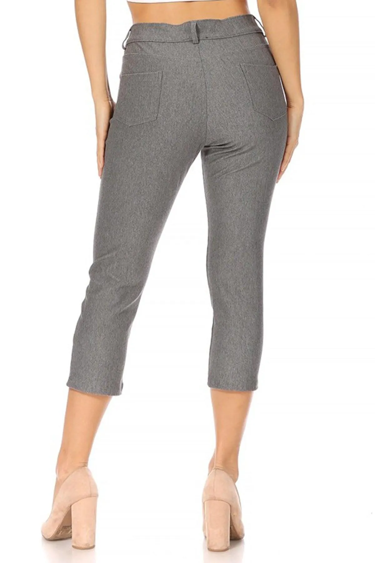 Women's Casual Comfy Slim Pocket Capri Pants