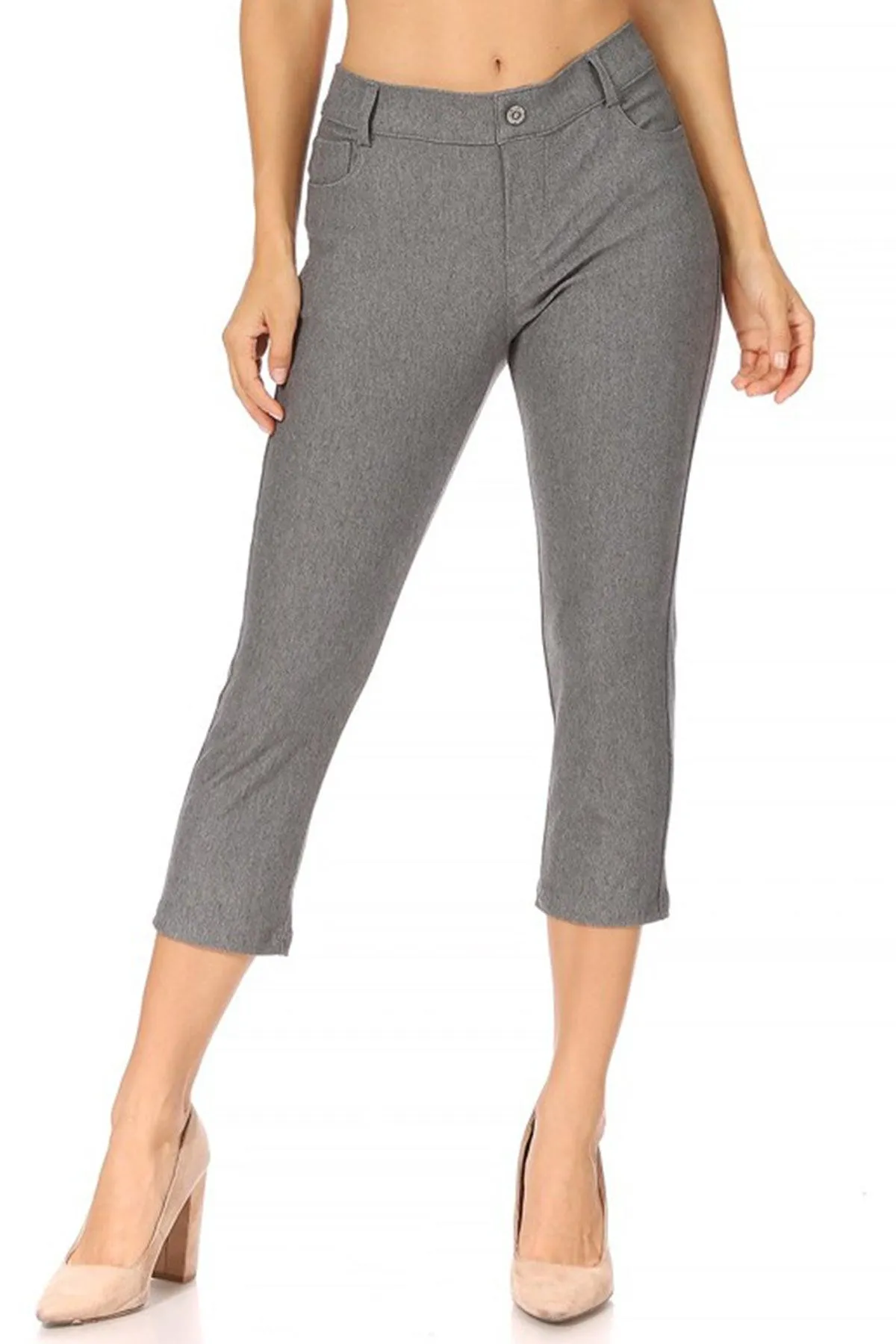 Women's Casual Comfy Slim Pocket Capri Pants