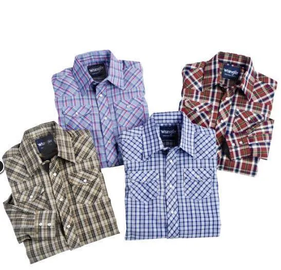 Wrangler Boys Assorted Plaid Western Shirt Style 201WAAL