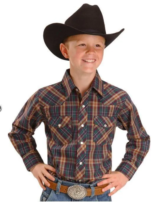 Wrangler Boys Assorted Plaid Western Shirt Style 201WAAL