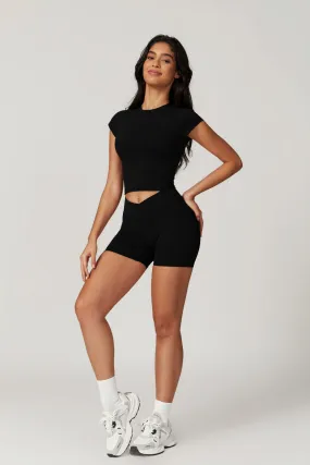 Zoe Top & Shorts Set - Black